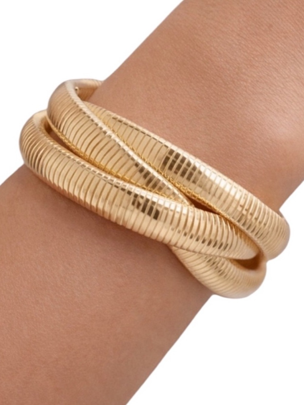 NEW Triple Infinity Gold Cobra Bangle Tubogas Mesh Style Wrap Bracelet